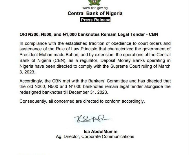 No hiding place for CBN, old N200, N500 and N1,000 still legal tender